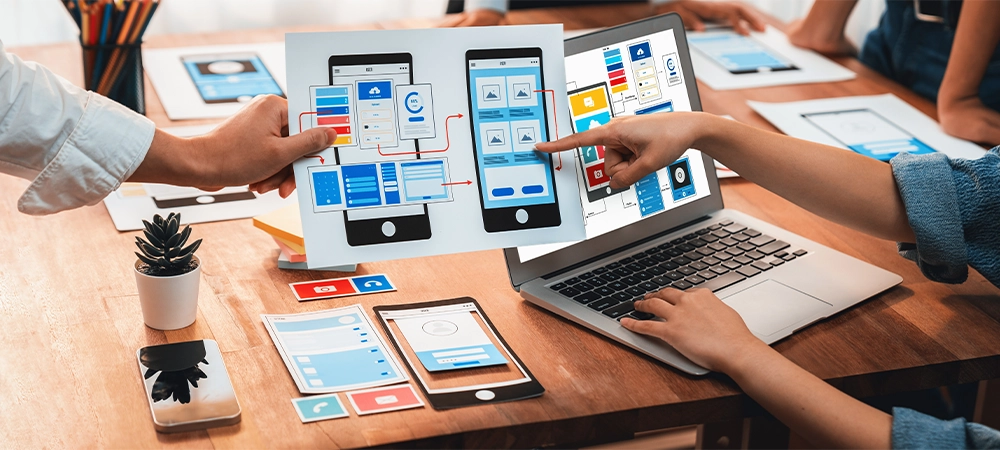 User interface development team planning for mobile user-friendly UI design