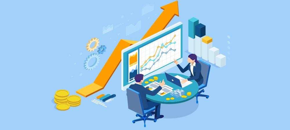 web business concept of financial administration, accounting, analysis, audit, financial report