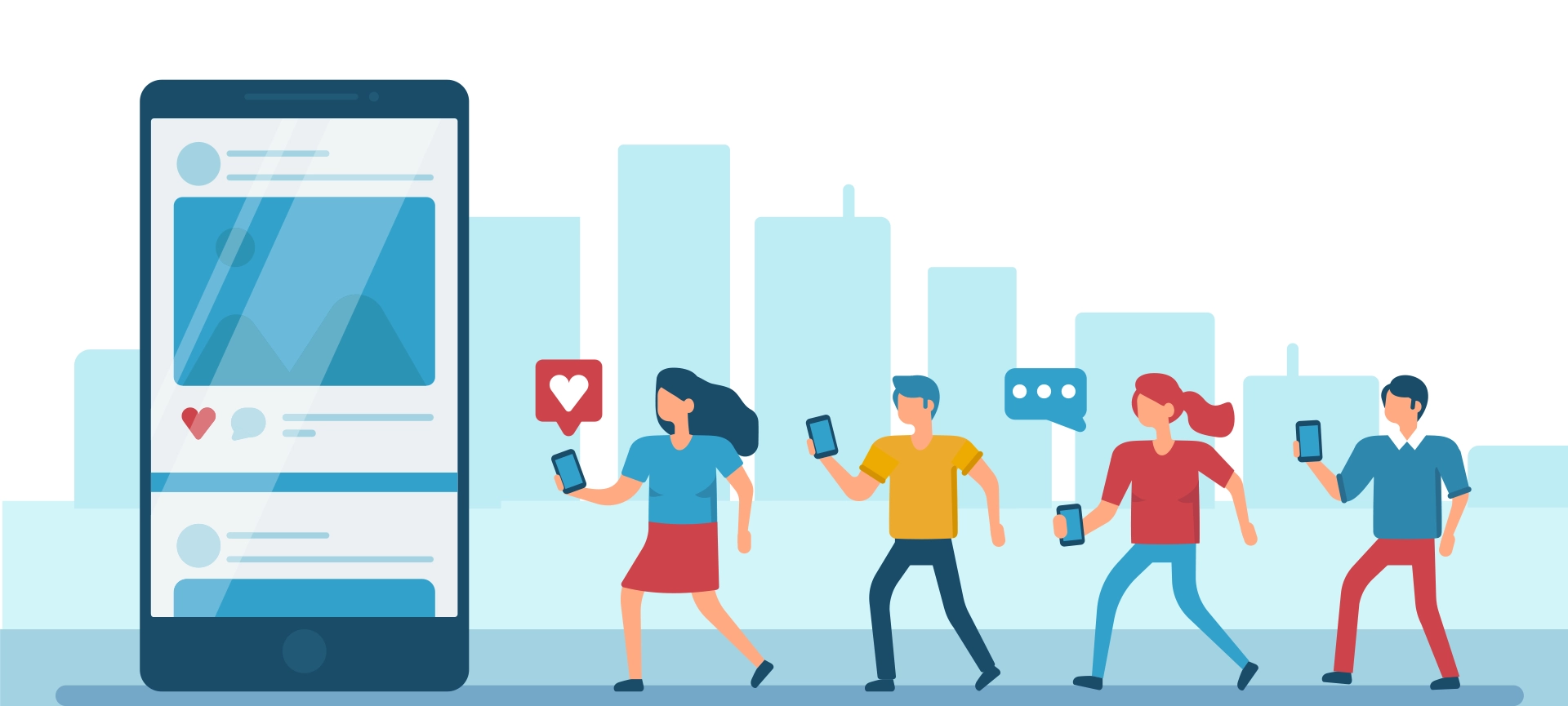 social media marketing concept, peoples holding phone and using social media