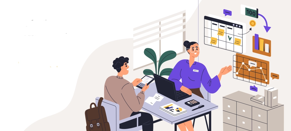 Financial advisor landing page. Website template of finance agent, money consultant. Accounting consultancy, online accountant expert service for tax law literacy.