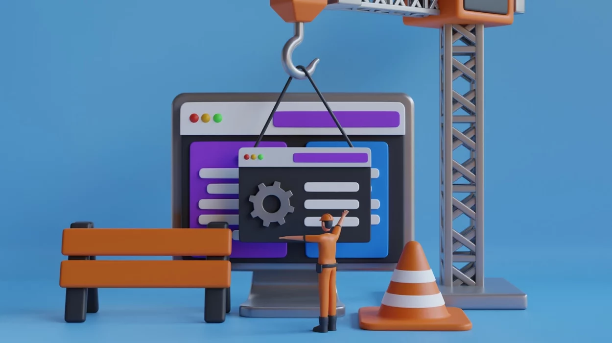 3D Illustration of Website under maintenance. Website under construction. Website maintenance service