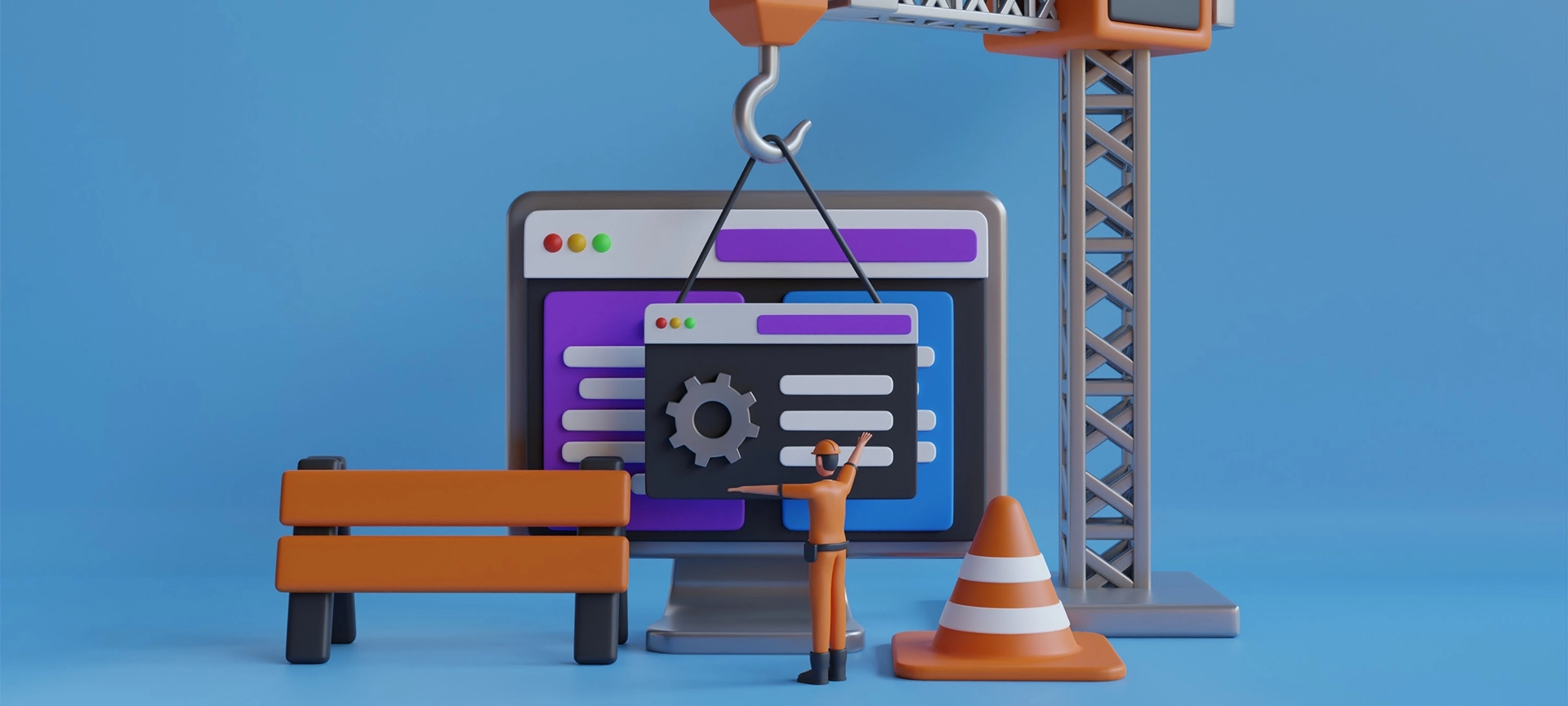 3D Illustration of Website under maintenance. Website under construction. Website maintenance service