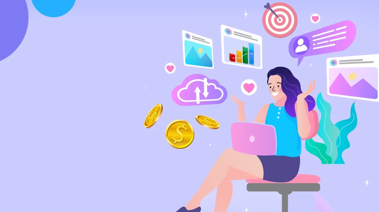 Woman is working at his laptop. Effective time management, workplace, workflow. Freelancer Work Remotely at Home