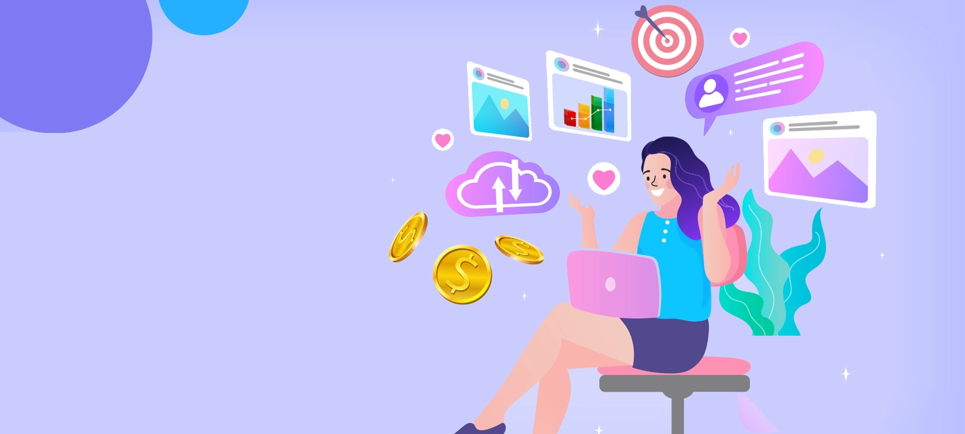 Woman is working at his laptop. Effective time management, workplace, workflow. Freelancer Work Remotely at Home