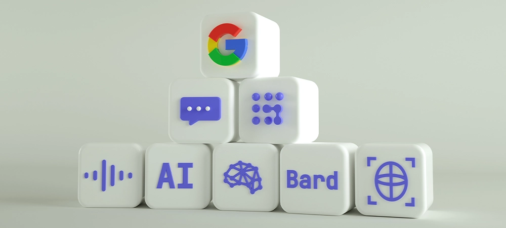 Google; Bard AI; Chat bot, Chat with AI or Artificial Intelligence. Chatbot, Google Bard, large language model. Growth technology concept