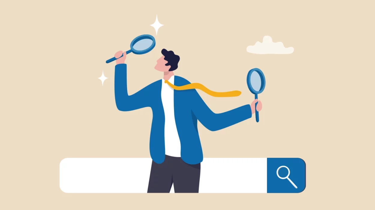 Search, discover or research, SEO, search engine optimization, finding information, new job or explore websites concept