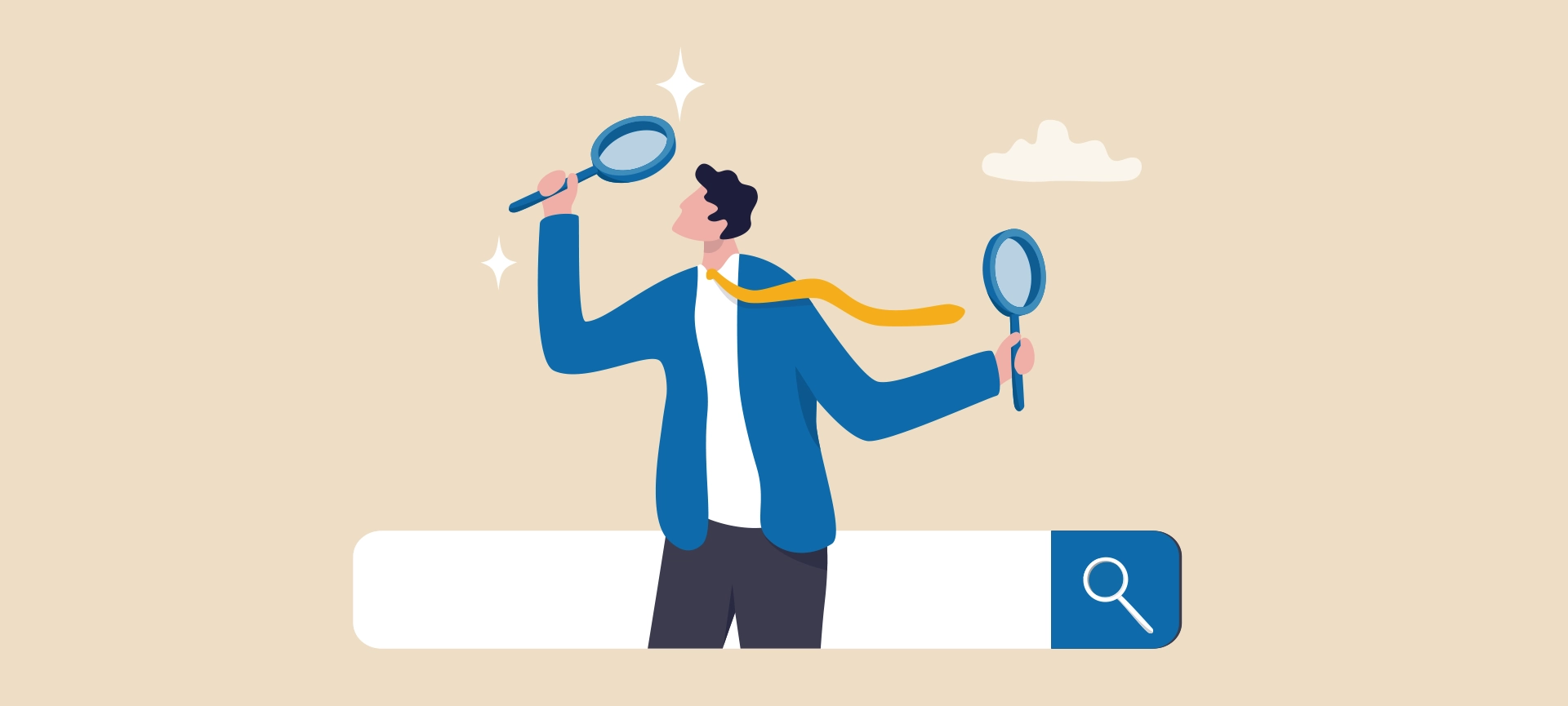 Search, discover or research, SEO, search engine optimization, finding information, new job or explore websites concept