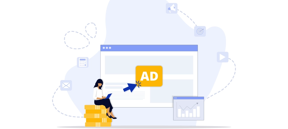 Pay Per Click concept illustration. Suitable for landing page, ui, web, App intro card, editorial, flyer, and banner.
