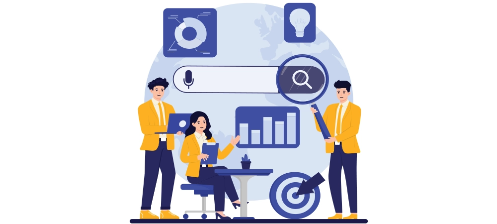SEO Search Engine Optimization illustration concept showing optimization and web ranking in flat vector style Search Engine Optimization