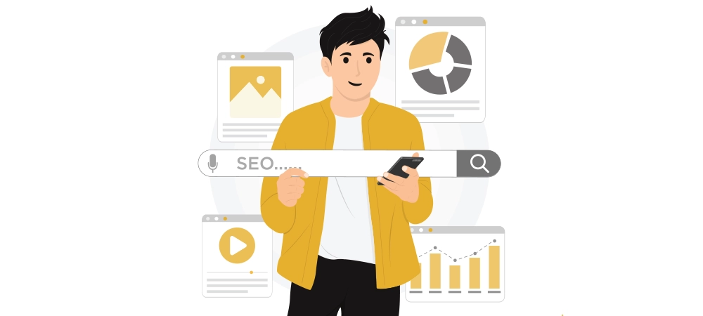 Flat vector search on internet SEO manager concept illustration