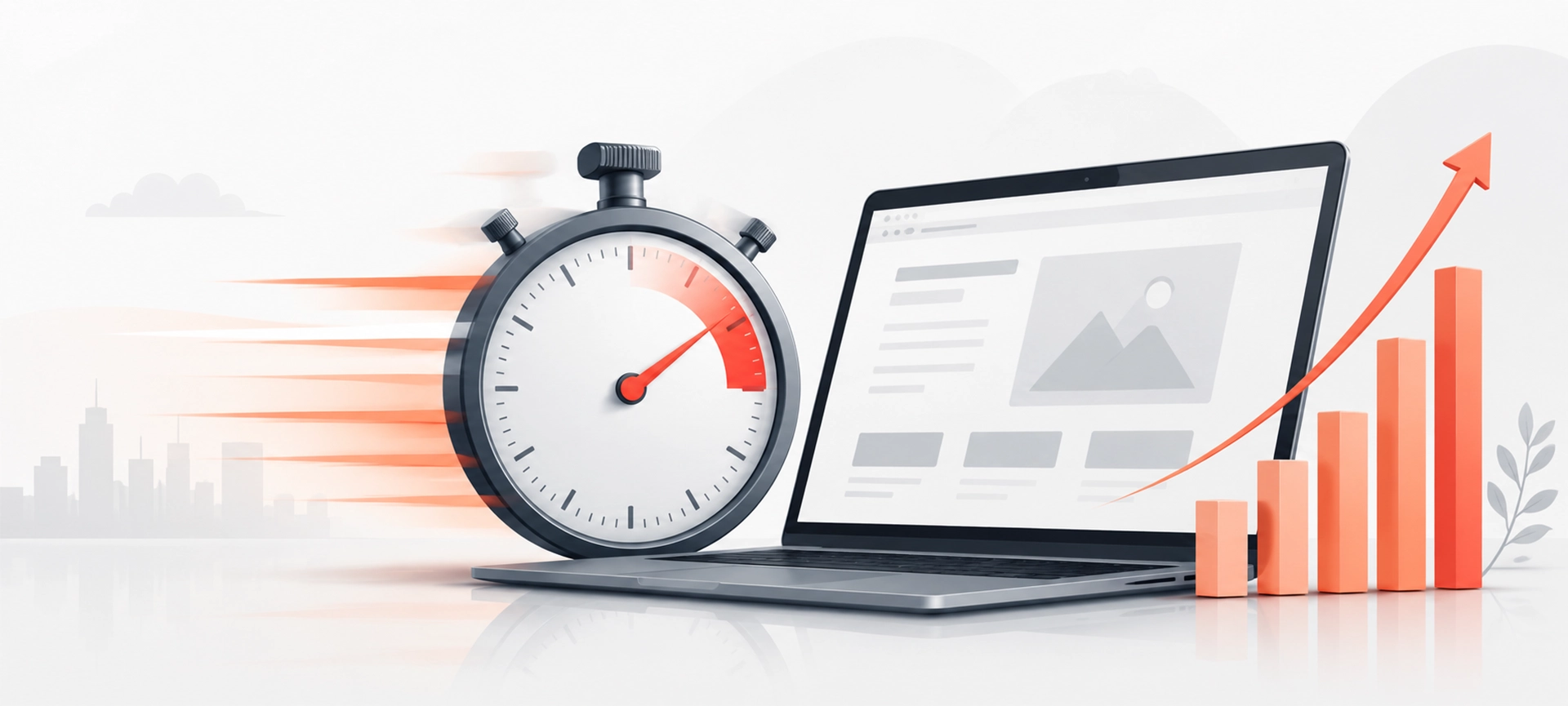 Website performance dashboard showing fast page loading and improved user conversions